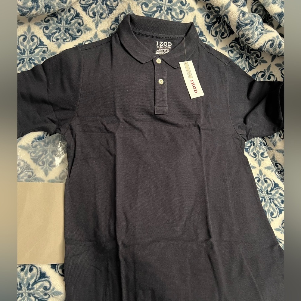 2 Boys sz 18 IZOD Navy Blue Polo Shirts